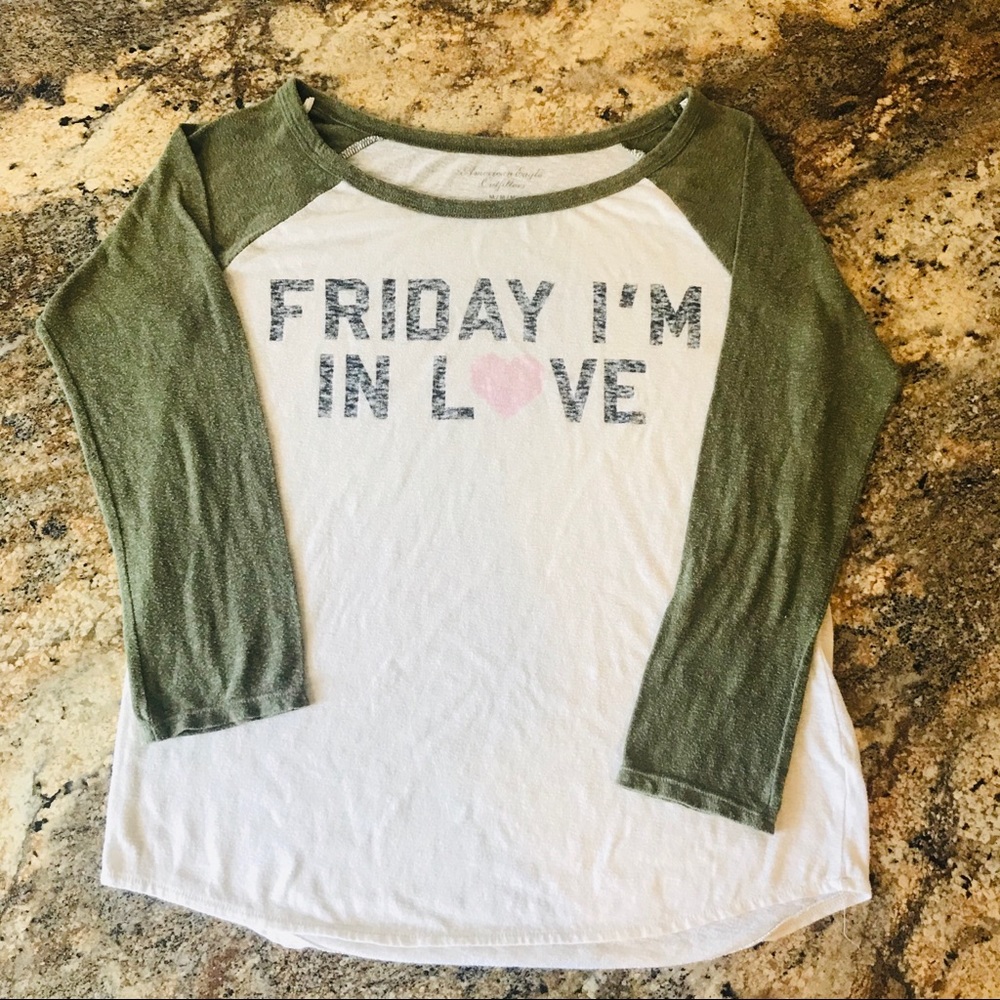 FRIDAY I’M IN L❤️VE American Eagle Wide Neck Tee🦅